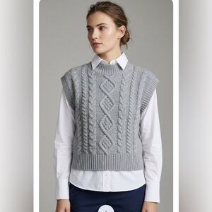 Wilfred Gray Cable Knit Sleeveless Turtleneck Vest